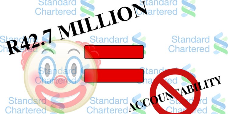Standard Chartered Bank must be held accountable for South Africans’ declining quality of life, and R42.7 million won’t do
